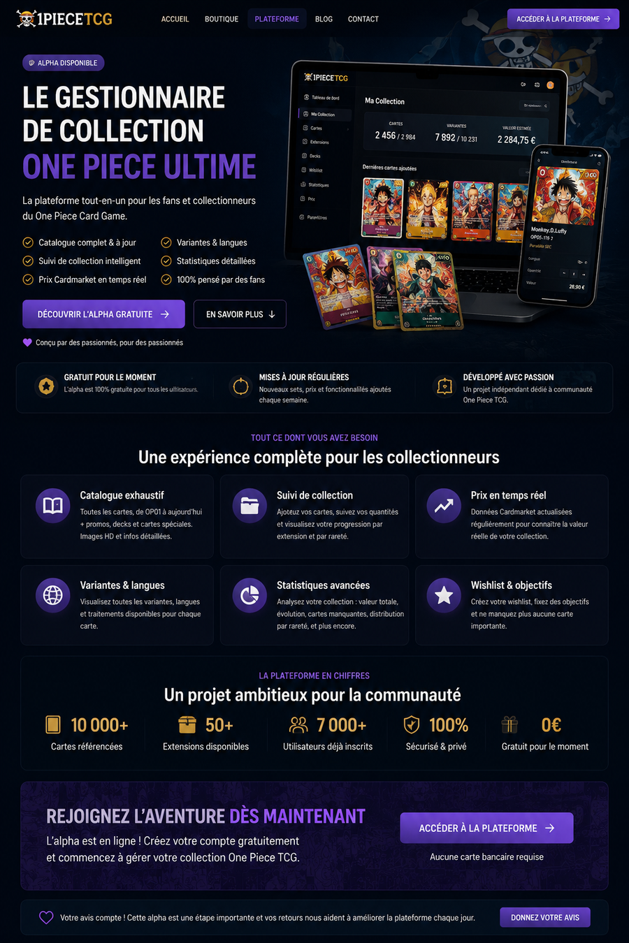 Gestionnaire de collection One Piece gratuit : découvrez notre Alpha