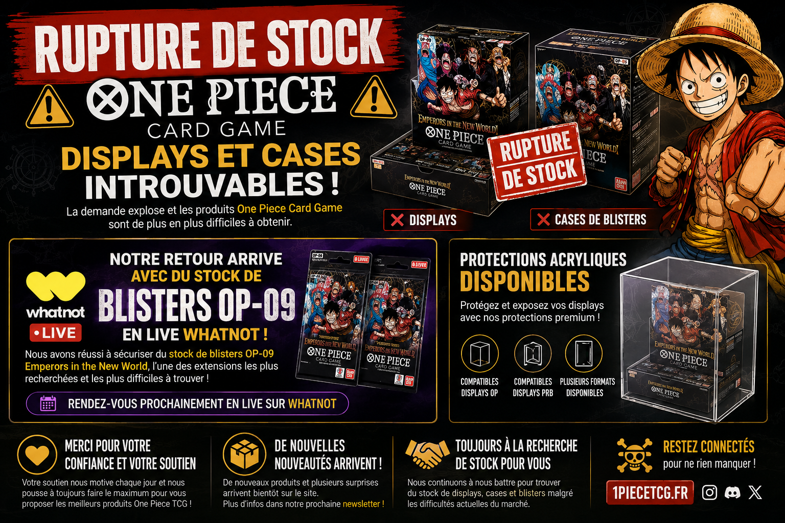 Rupture de stock One Piece TCG : pourquoi les displays sont introuvables en France (et comment protéger votre collection)