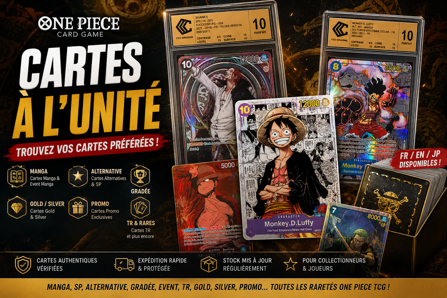 Cartes One Piece TCG à l’unité – Manga, SP, Alternatives, Gradées et Promos