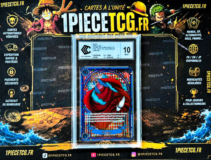 Baggy OP09-051 V.1 SP Gold – Carte Gradée CCC 10 – One Piece Card Game OP14 Les Sept de la Mer d’Azur