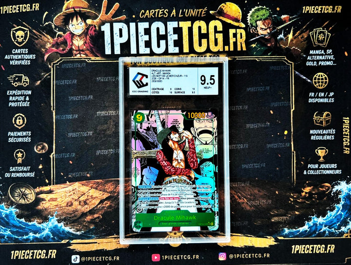 Dracule Mihawk OP14-119 V.3 Manga – Carte Gradée CCC 9.5 – OP14 The Azure Sea’s Seven – One Piece Card Game