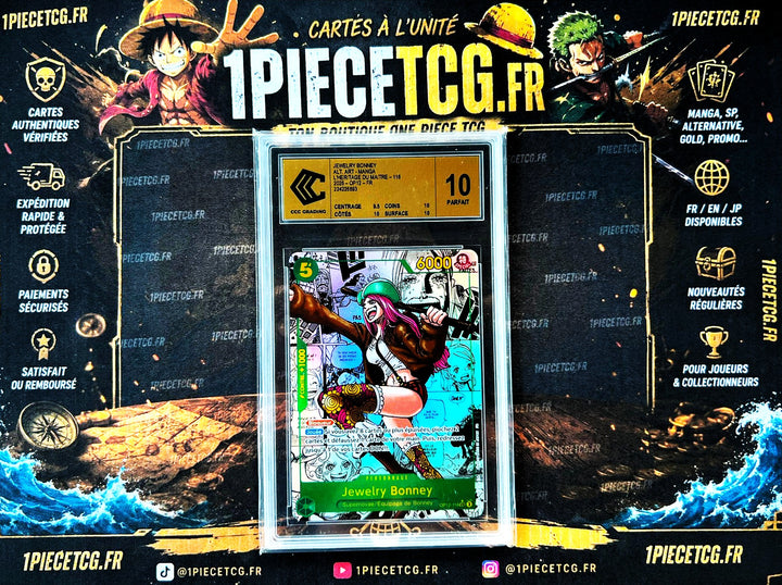 Jewelry Bonney OP12-118 V.3 Manga – Carte Gradée CCC 10 Gold – OP12 One Piece Card Game