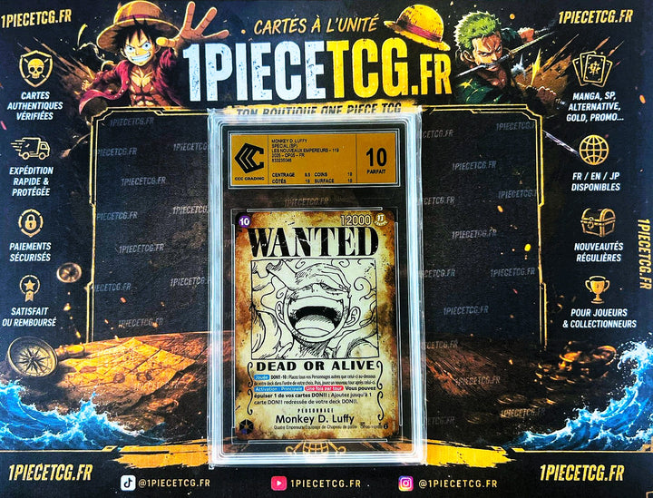 Monkey D. Luffy OP05-119 SEC Wanted FR – Carte Gradée CCC 10 Gold – One Piece Card Game OP09 Les Quatre Empereurs