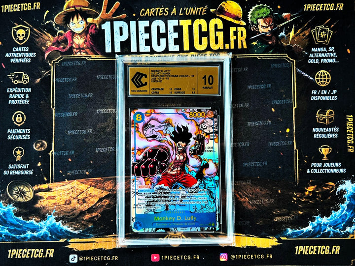 Monkey D. Luffy OP11-118 V.3 Manga – Carte Gradée CCC 10 Gold – One Piece Card Game OP11 Des Poings Vifs Comme l’Éclair