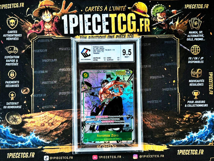 Roronoa Zoro OP06-118 V.3 Manga PRB01 FR – Carte Gradée CCC 9.5 – One Piece Card Game