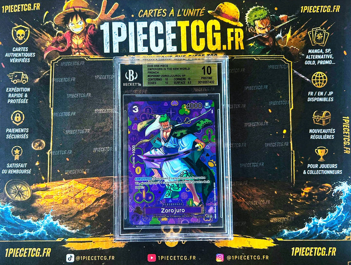 Zoro-Juurou OP05-067 SP FR – Carte Gradée Beckett 10 – One Piece Card Game OP09 Les Quatre Empereurs