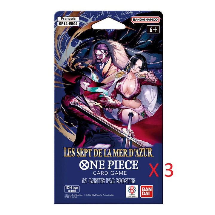 3 x Blister One Piece Card Game OP14 – Les Sept de la Mer d'Azur FR